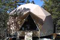 Exterior of front of wooden dome